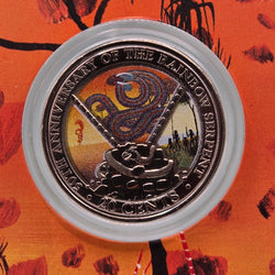 2025 20c Rainbow Serpent Large Royal Australian Mint Carded coin reverse coloured