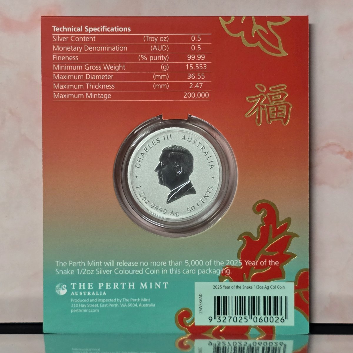 2025 Year of the Snake 'FU' Prosperity 1/2oz Coloured Silver Coin