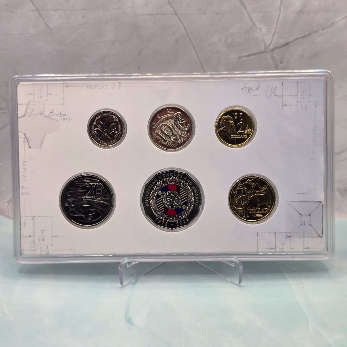 2025 50 Years of the Australian Honours System Six Coin Mint Set by the Royal Australian Mint reverse of coins