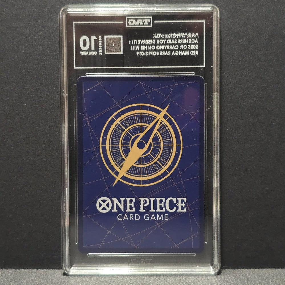 2025 One Piece - But Ace Here Said You Deserved It - Rare - Japanese 3rd Anniversary Treasure Event Card OP13-019 — TAG Gem Mint 10