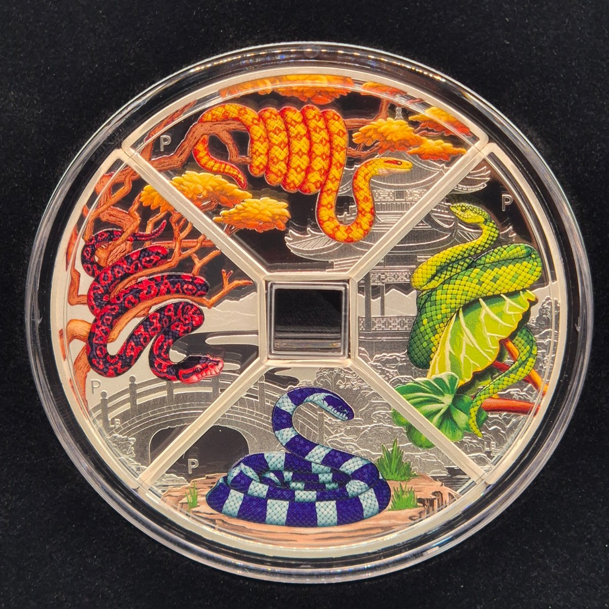 2025 Perth Mint 4x one ounce Year of the Snake coloured coins reverse