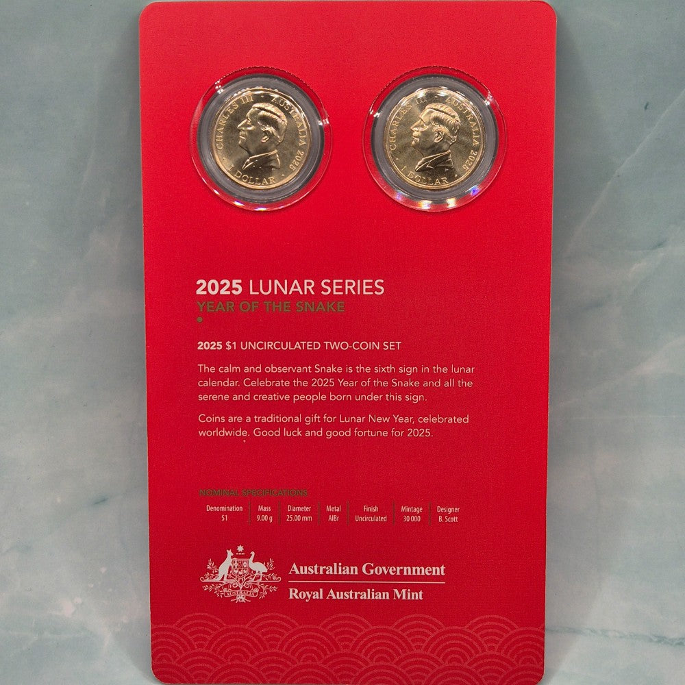 2025 $1 Lunar Series Year of the Snake Two Coin Set by the Royal Australian Mint - inner card back