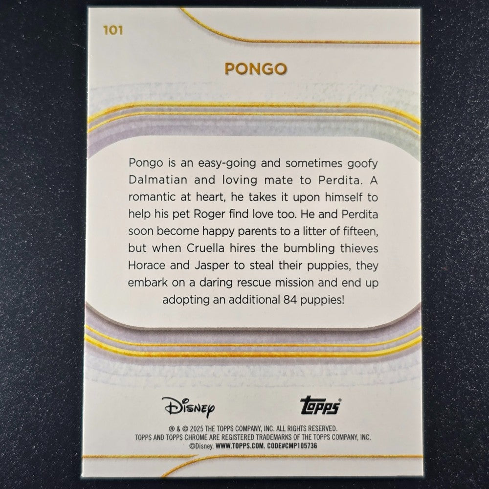 2025 Topps® Chrome Disney Base Card Pongo [101 Dalmatians] #101