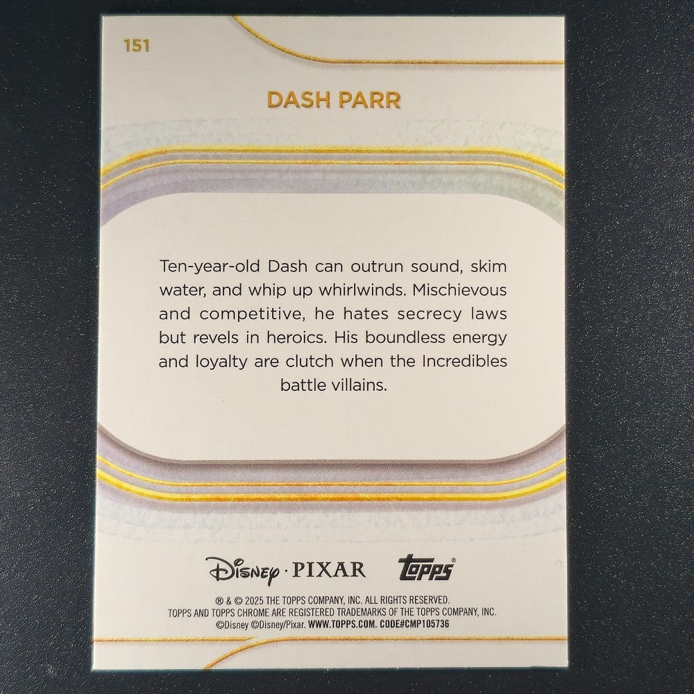 2025 Topps® Chrome Disney Base Card Dash Parr [The Incredibles] #151