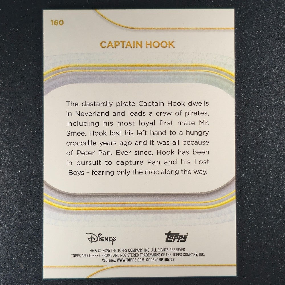 2025 Topps® Chrome Disney Base Card Captain Hook #160