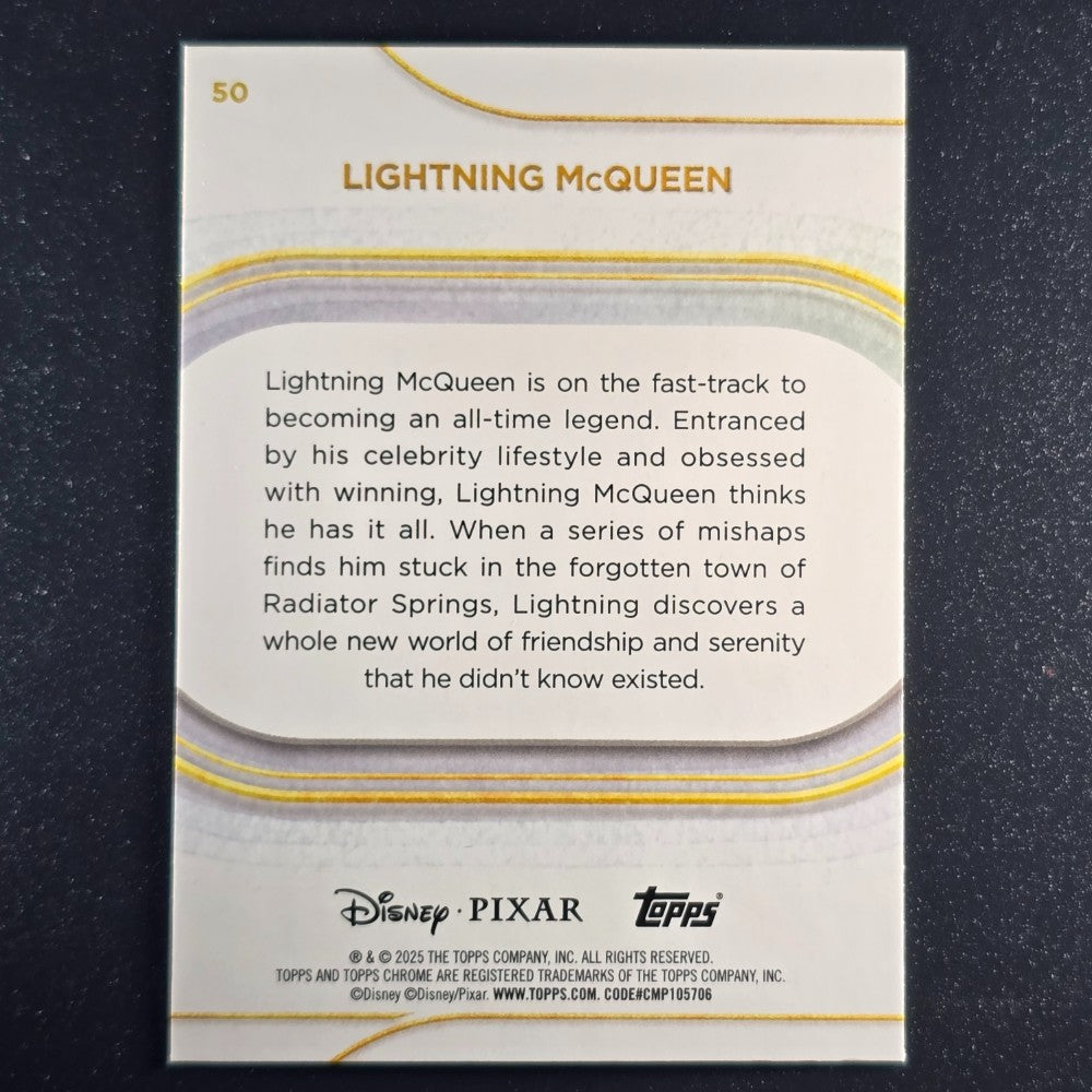 2025 Topps® Chrome Disney Base Card Lightning McQueen #50