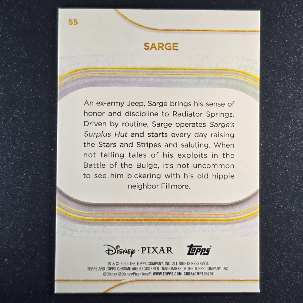 2025 Topps® Chrome Disney Base Card Sarge [Cars] #55
