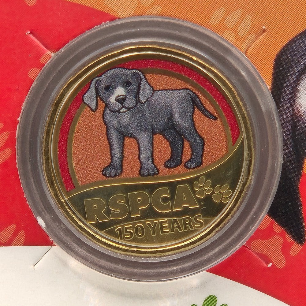 2021 $1  RSPCA Dog Coloured Frosted Carded Coin