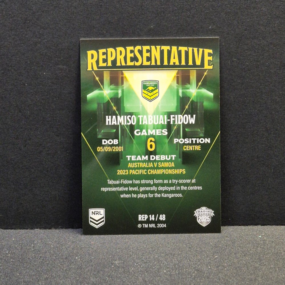 2025 NRL Traders Elite - Representative - REP14 - Hamiso Tabuai-Fidow - Kangaroos