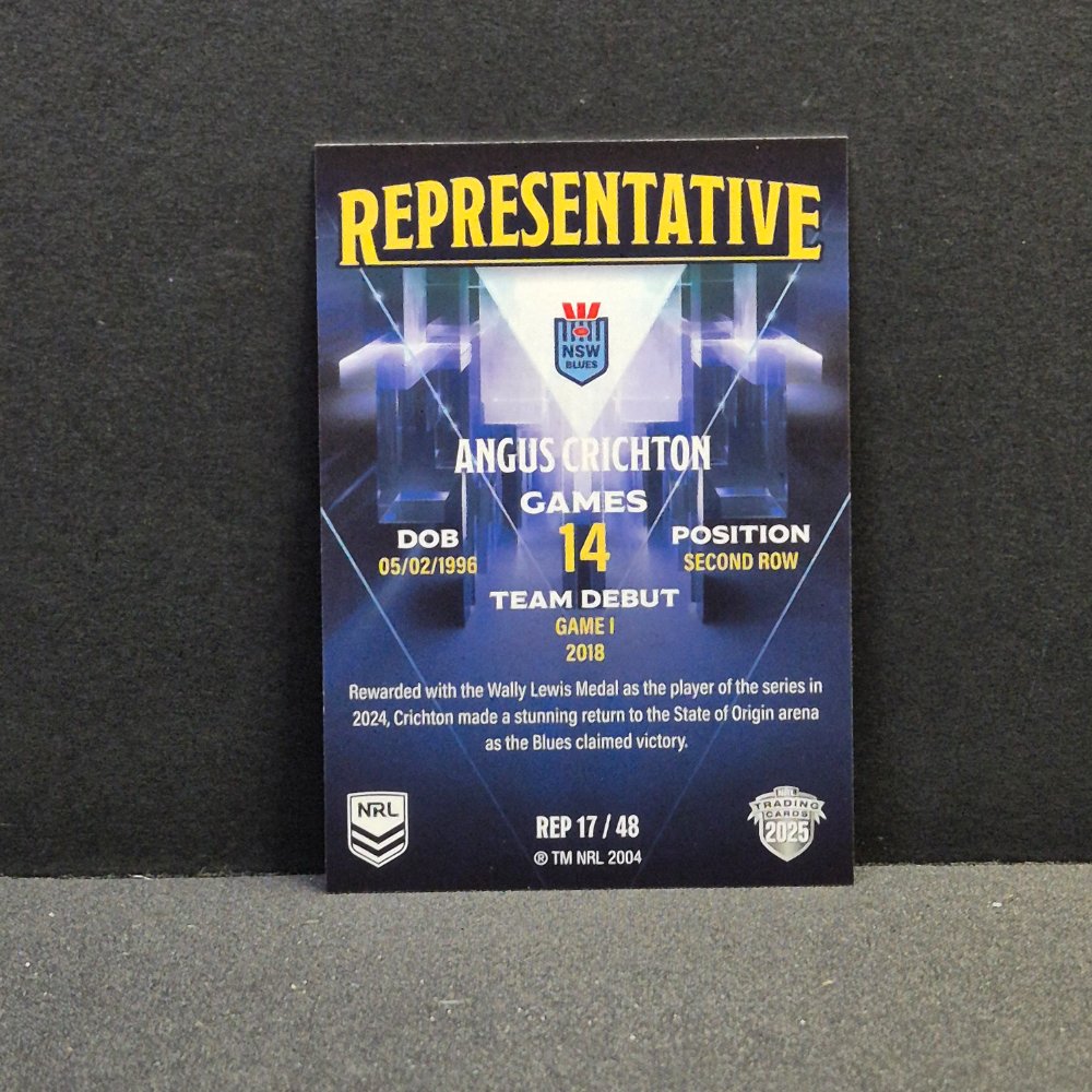 2025 NRL Traders Elite - Representative - REP17 - Angus Crichton - New South Wales