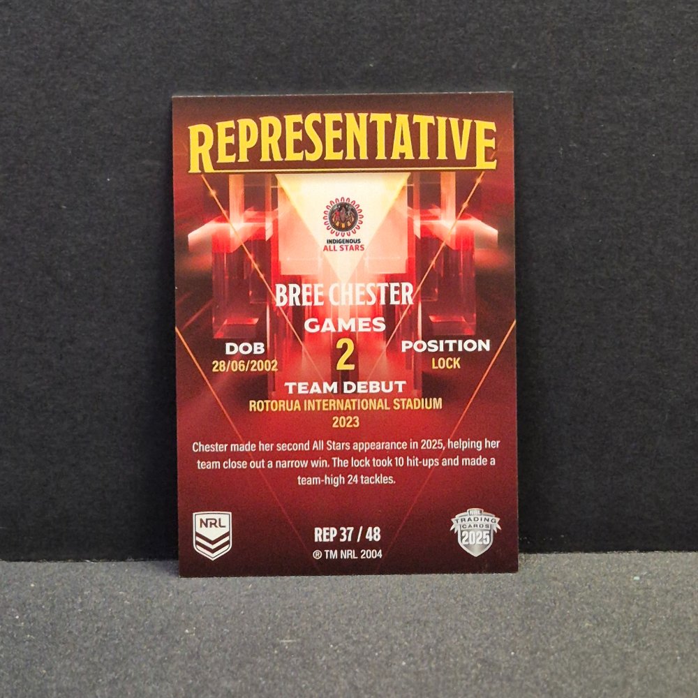 2025 NRL Traders Elite - Representative - REP37 - Bree Chester - All Stars