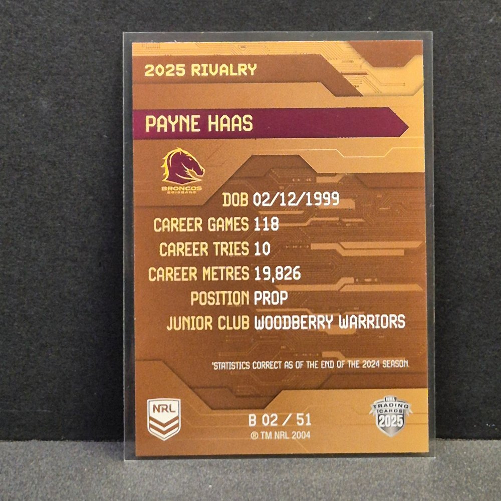 2025 NRL Rivalry - Bronze Special - B02 - Payne Haas