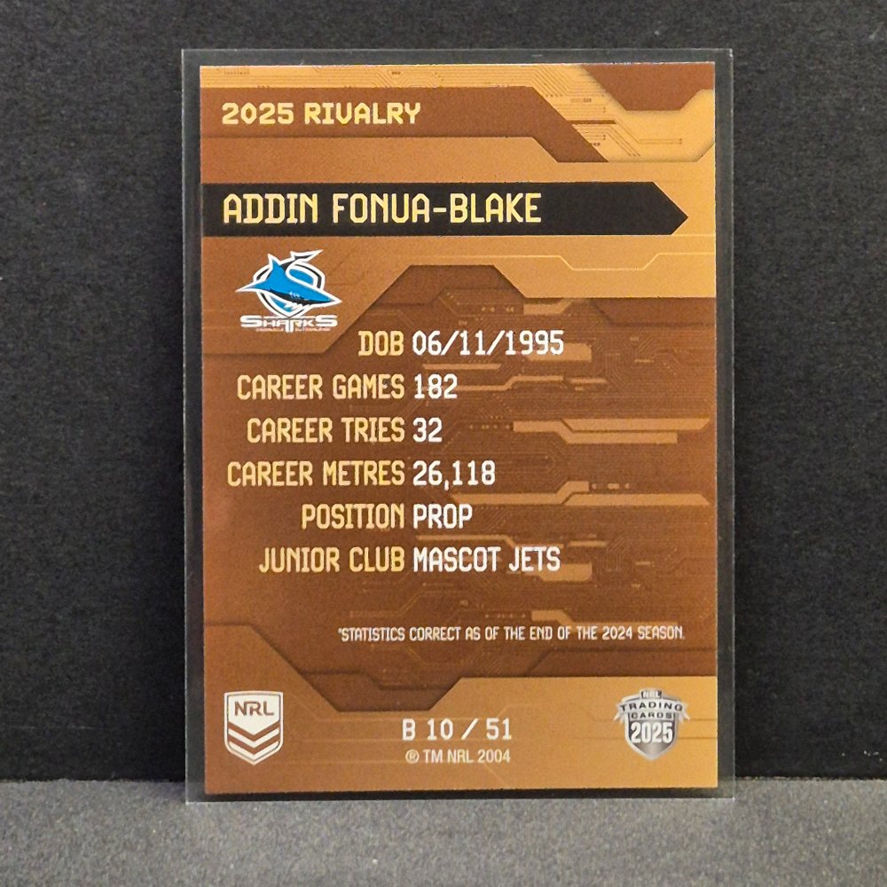 2025 NRL Rivalry - Bronze Special - B10 - Addin Fonua-Blake