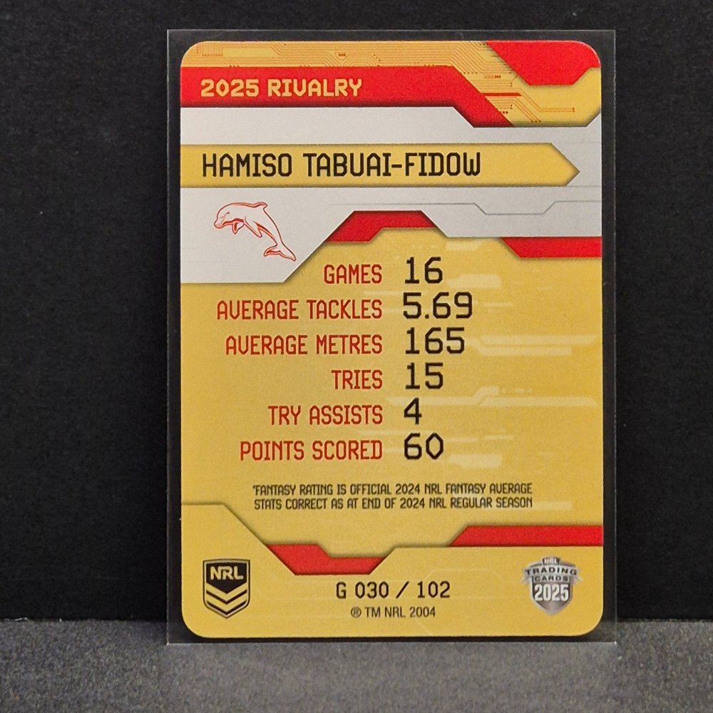 2025 NRL Rivalry - Game Card - G030 - Hamiso Tabuai-Fidow