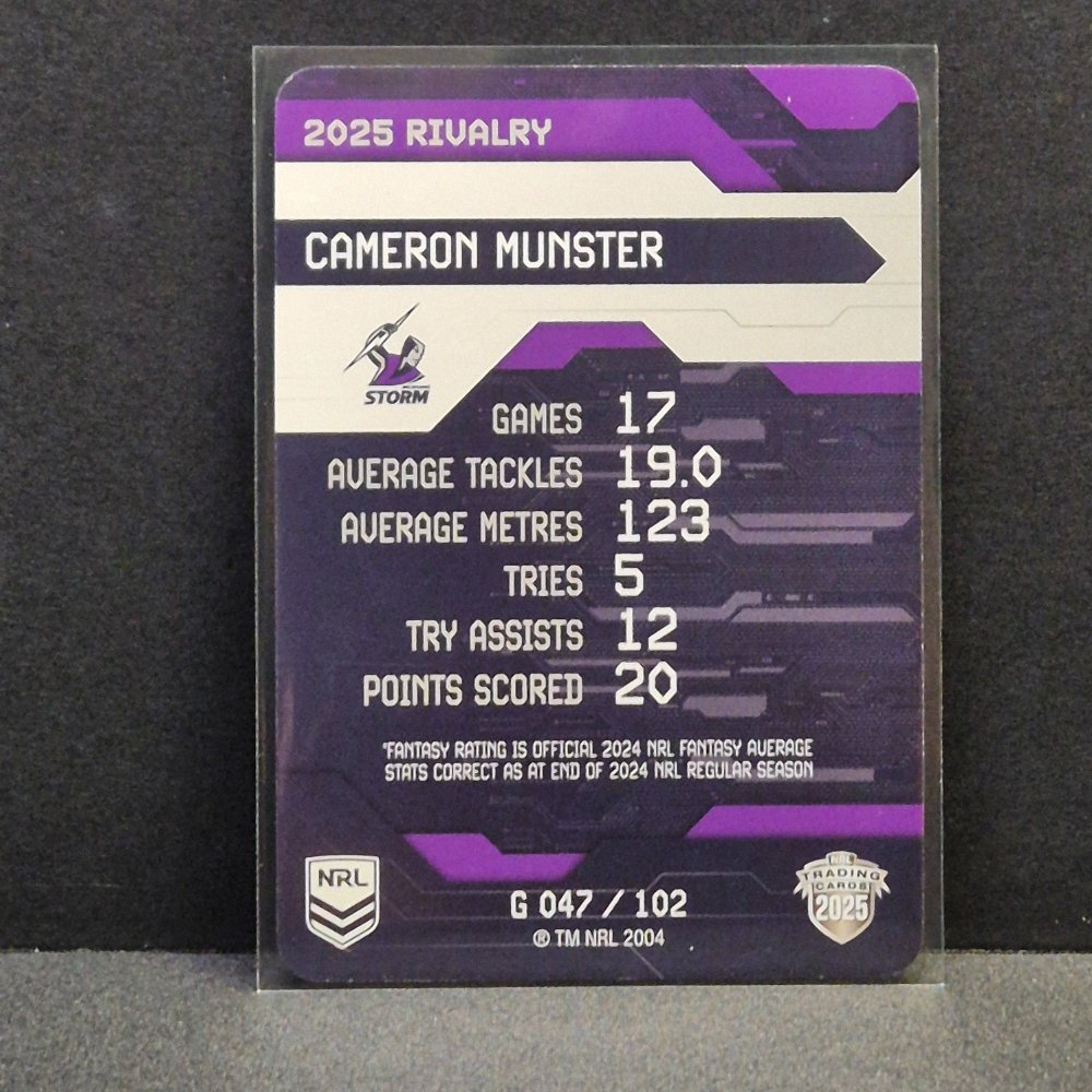 2025 NRL Rivalry - Game Card - G047 - Cameron Munster