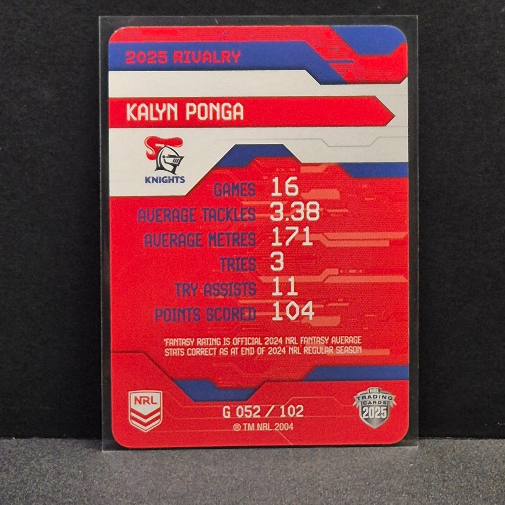 2025 NRL Rivalry - Game Card - G052 - Kalyn Ponga