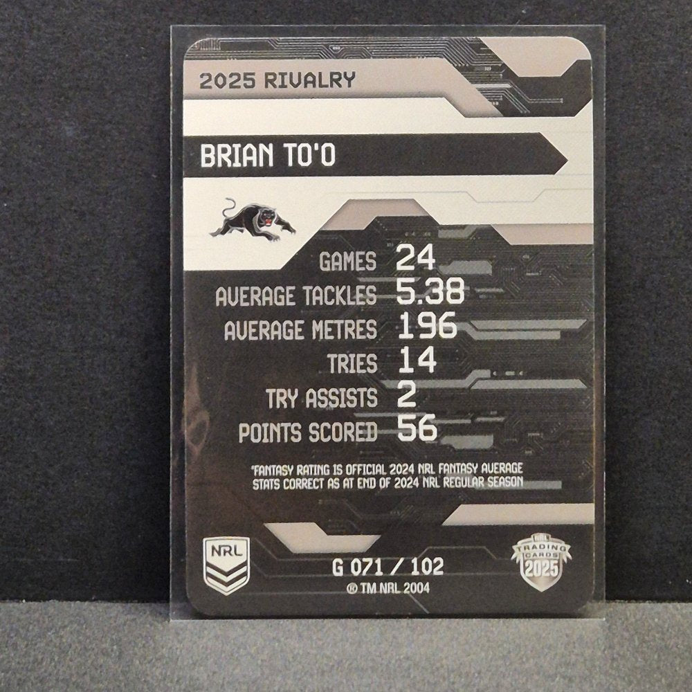 2025 NRL Rivalry - Game Card - G071 - Brian To'o