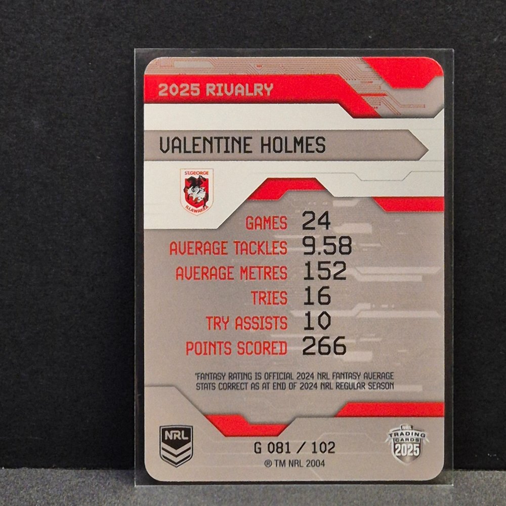 2025 NRL Rivalry - Game Card - G081 - Valentine Holmes