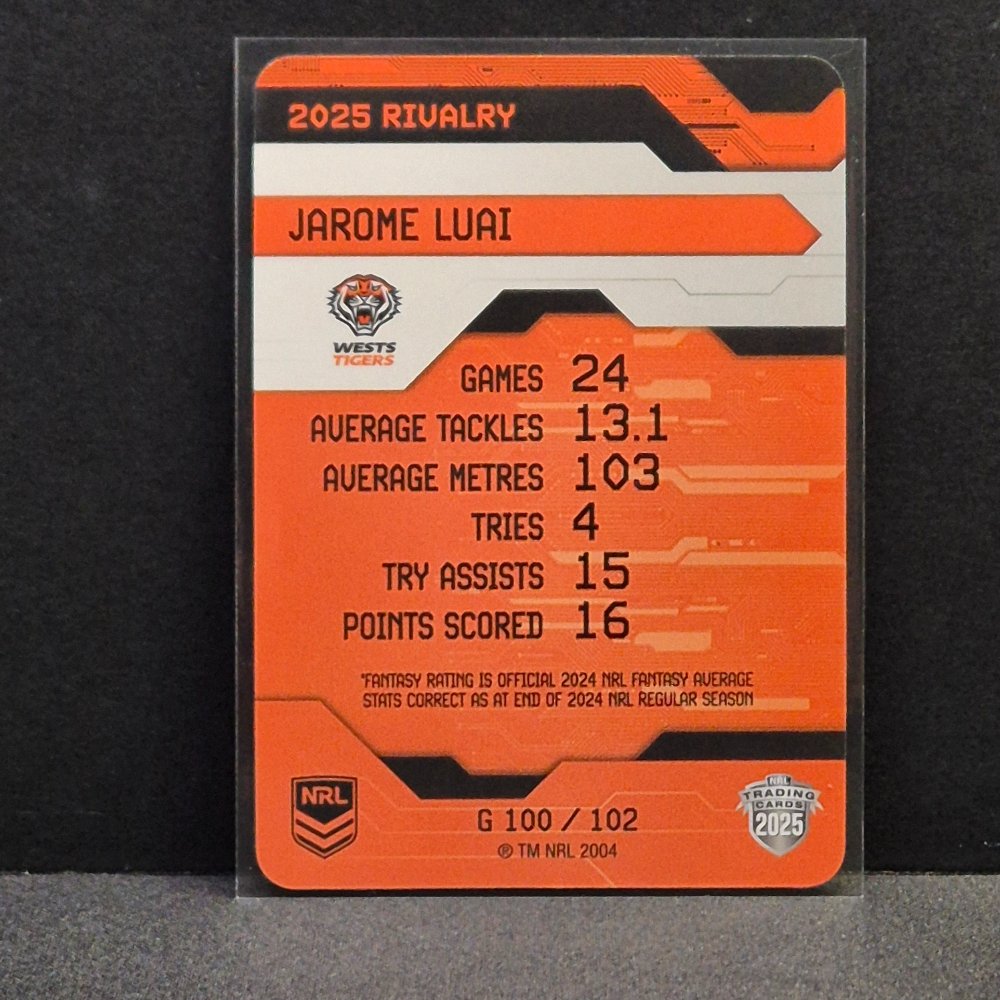 2025 NRL Rivalry - Game Card - G100 - Jarome Luai