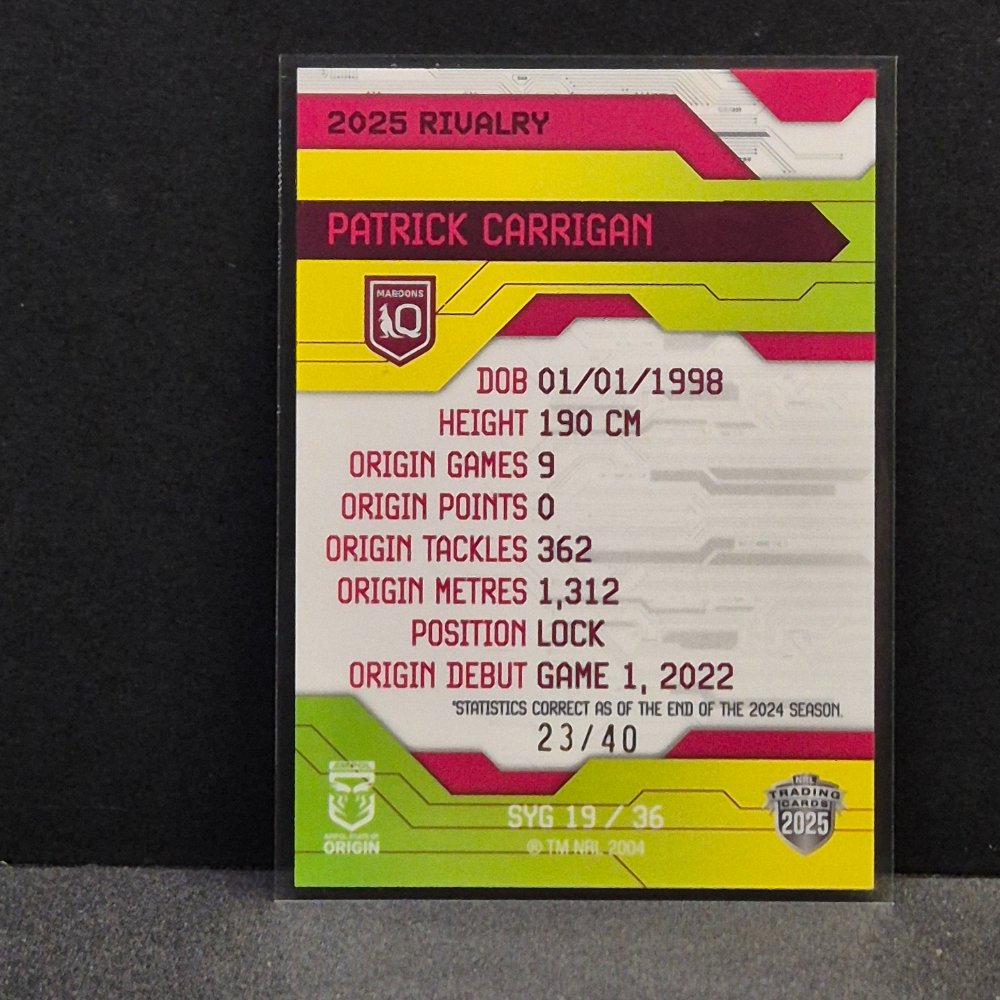 2025 NRL Rivalry - Yellow Special - SYG19 - Patrick Carrigan