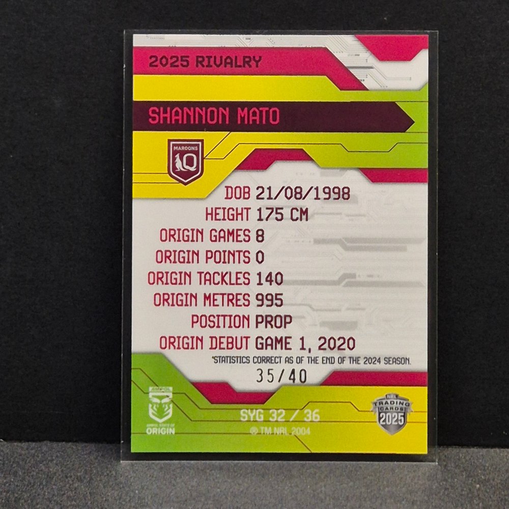2025 NRL Rivalry - Yellow Special - SYG32 - Shannon Mato