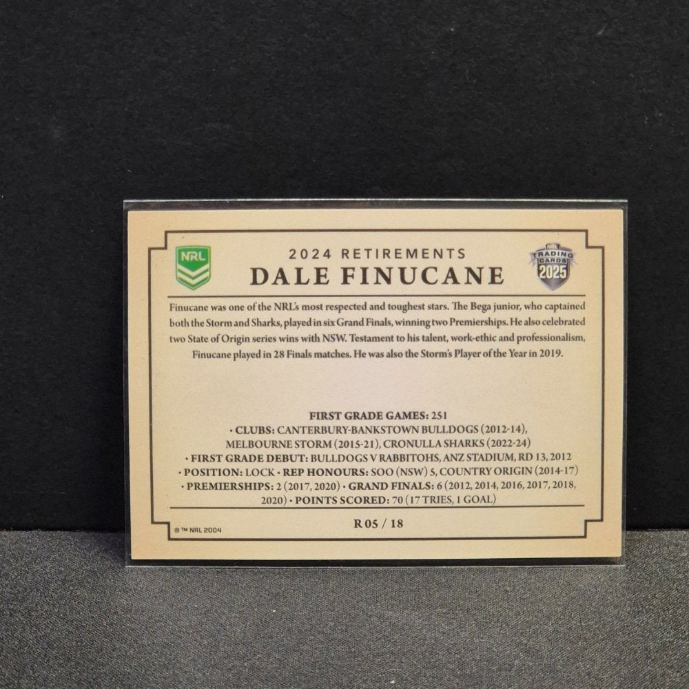 2025 NRL Traders - Retirements - R05 - Dale Finucane