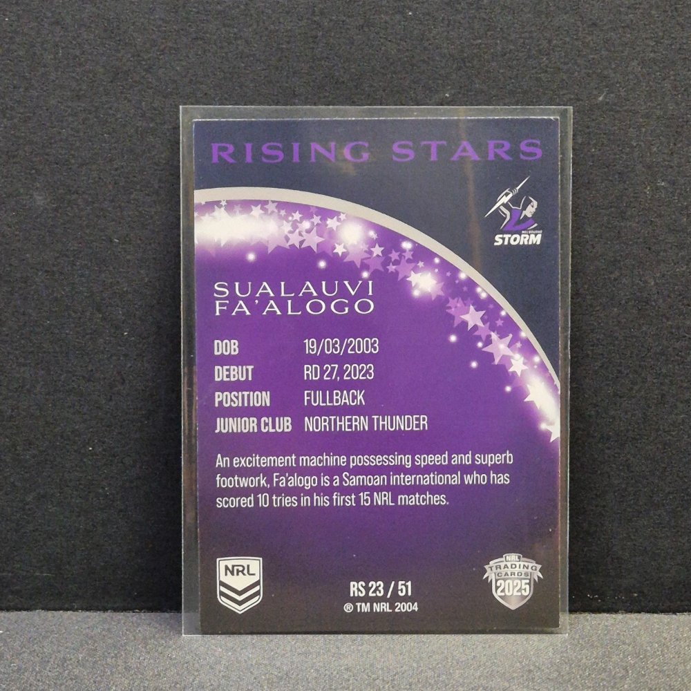 2025 NRL Traders - Rising Stars - RS23 - Sualauvi Fa'alogo