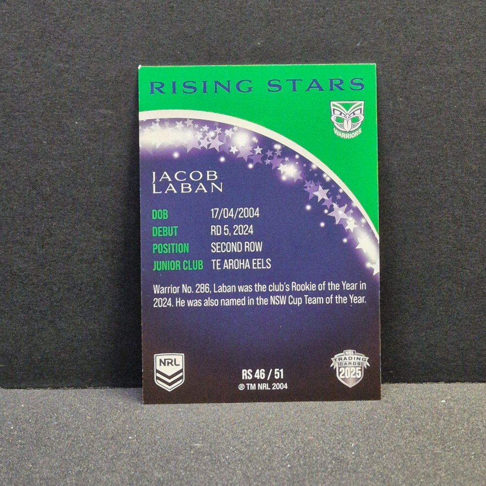 2025 NRL Traders - Rising Stars - RS46 - Jacob Laban