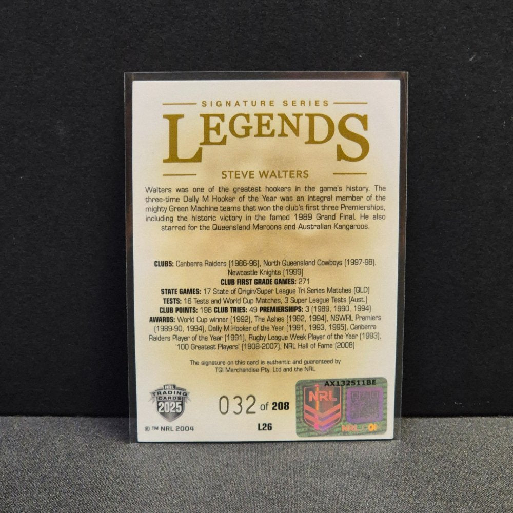 2025 NRL Traders - Signature Series Legends - L26 - Steve Walters