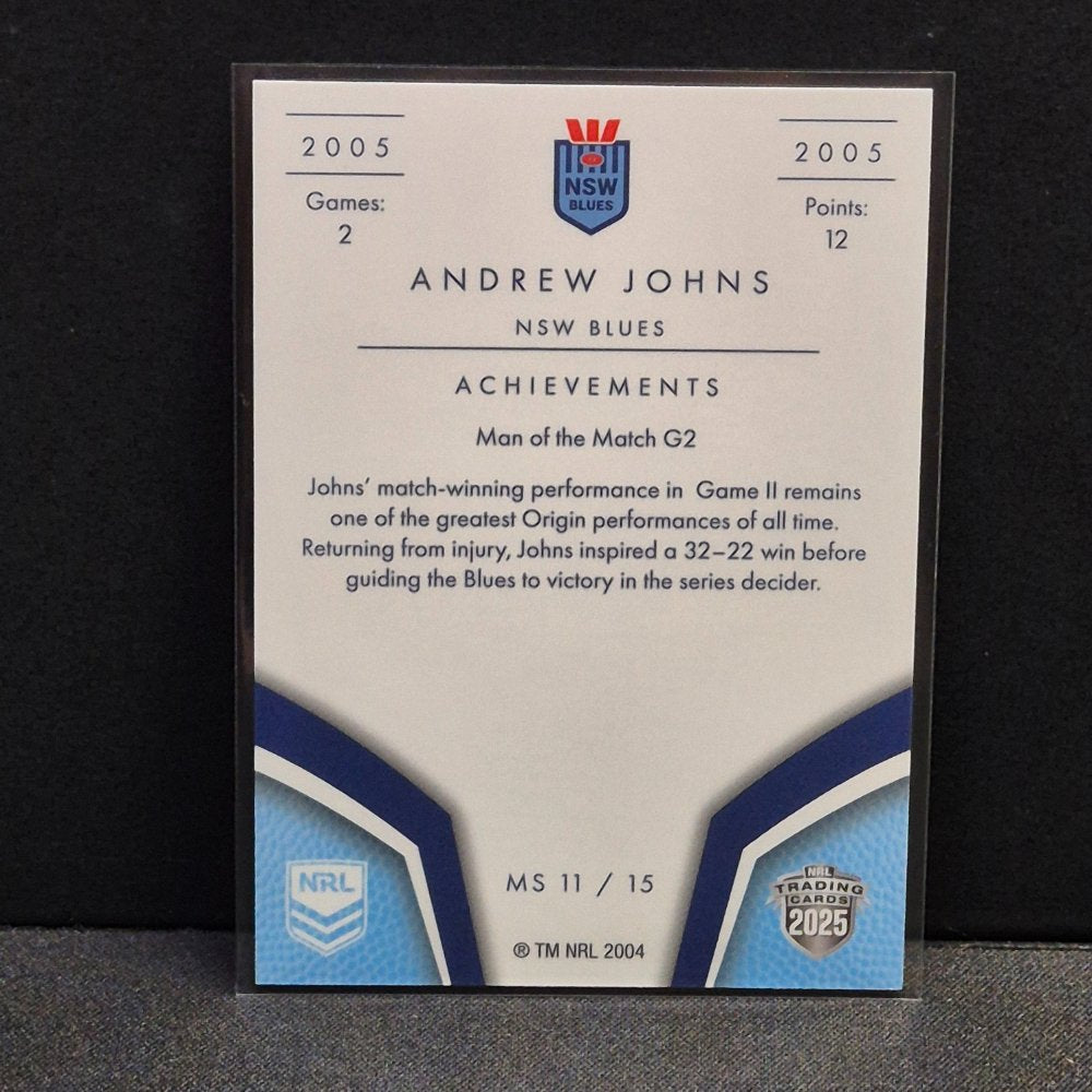 2025 NRL Traders Elite - Master Series - MS11 - Andrew Johns - NSW Blues