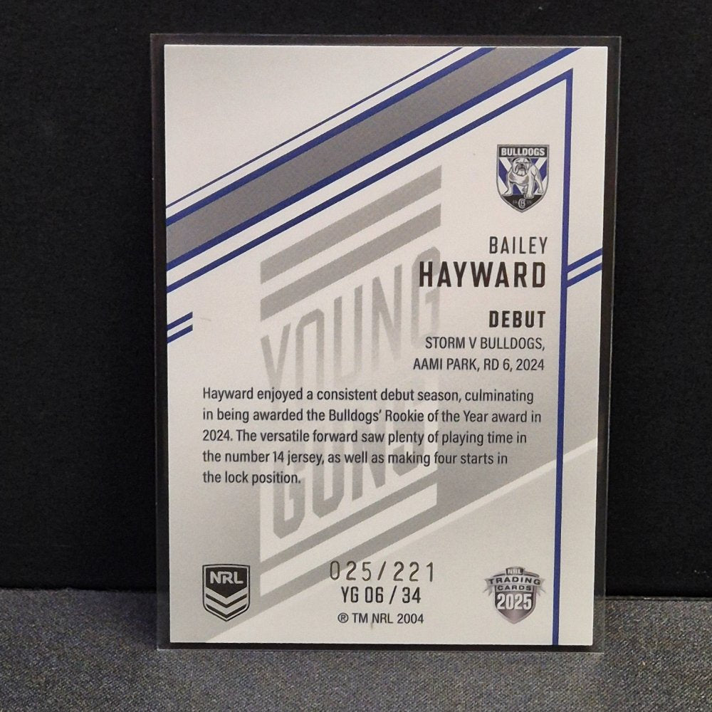 2025 NRL Traders Elite - Young Guns - YG06 - Bailey Hayward