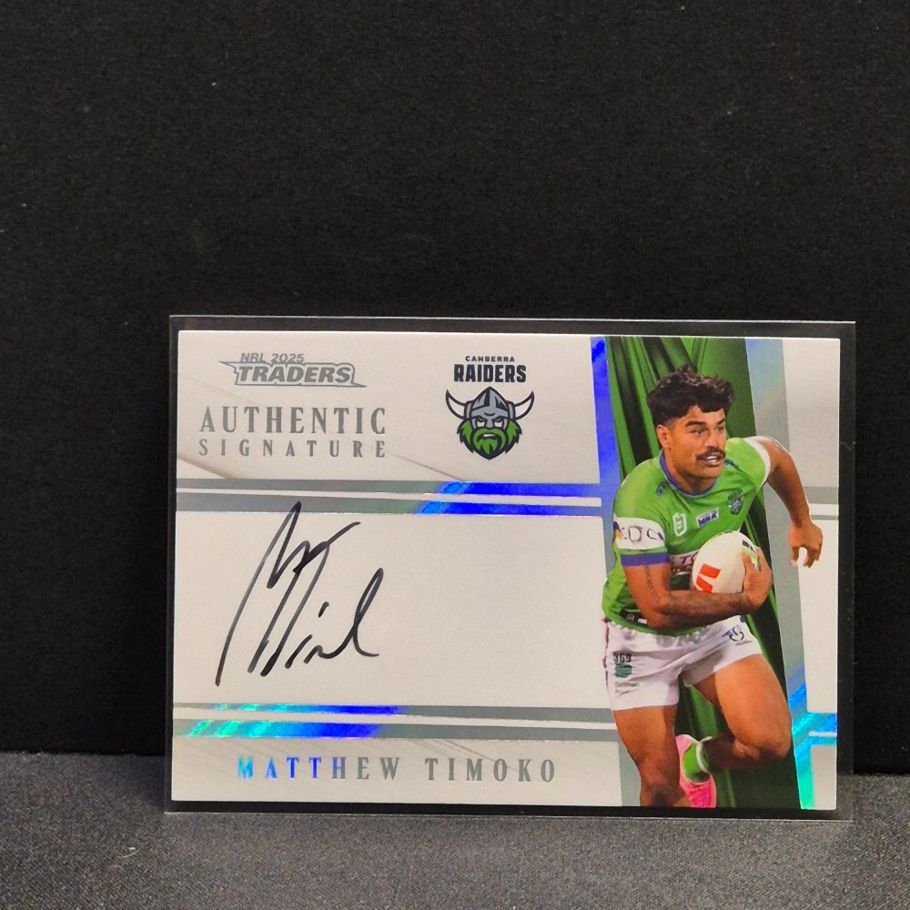 2025 NRL Traders NRL White Authentics Signature – AW02 Matthew Timoko Canberra Raiders