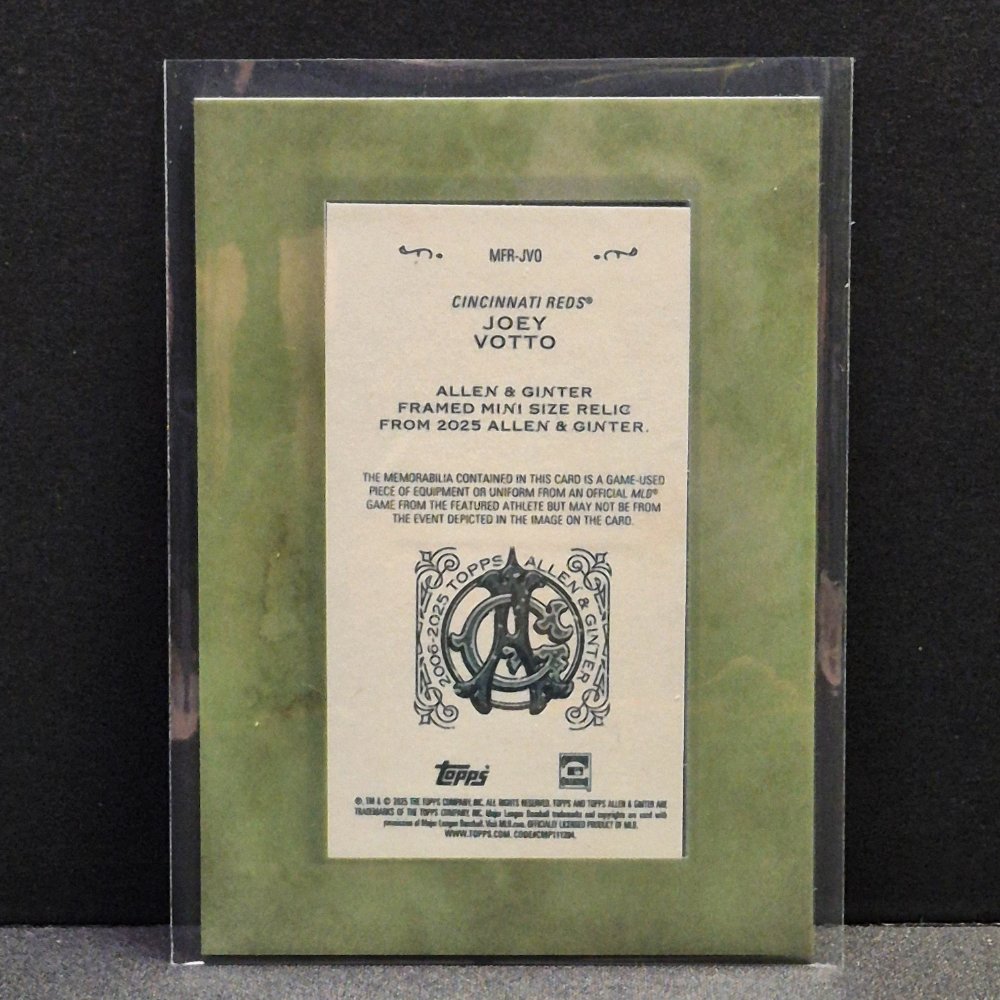 2025 Topps Baseball - Allen & Ginter - Mini Framed Relic - MFR-JVO - Joey Votto