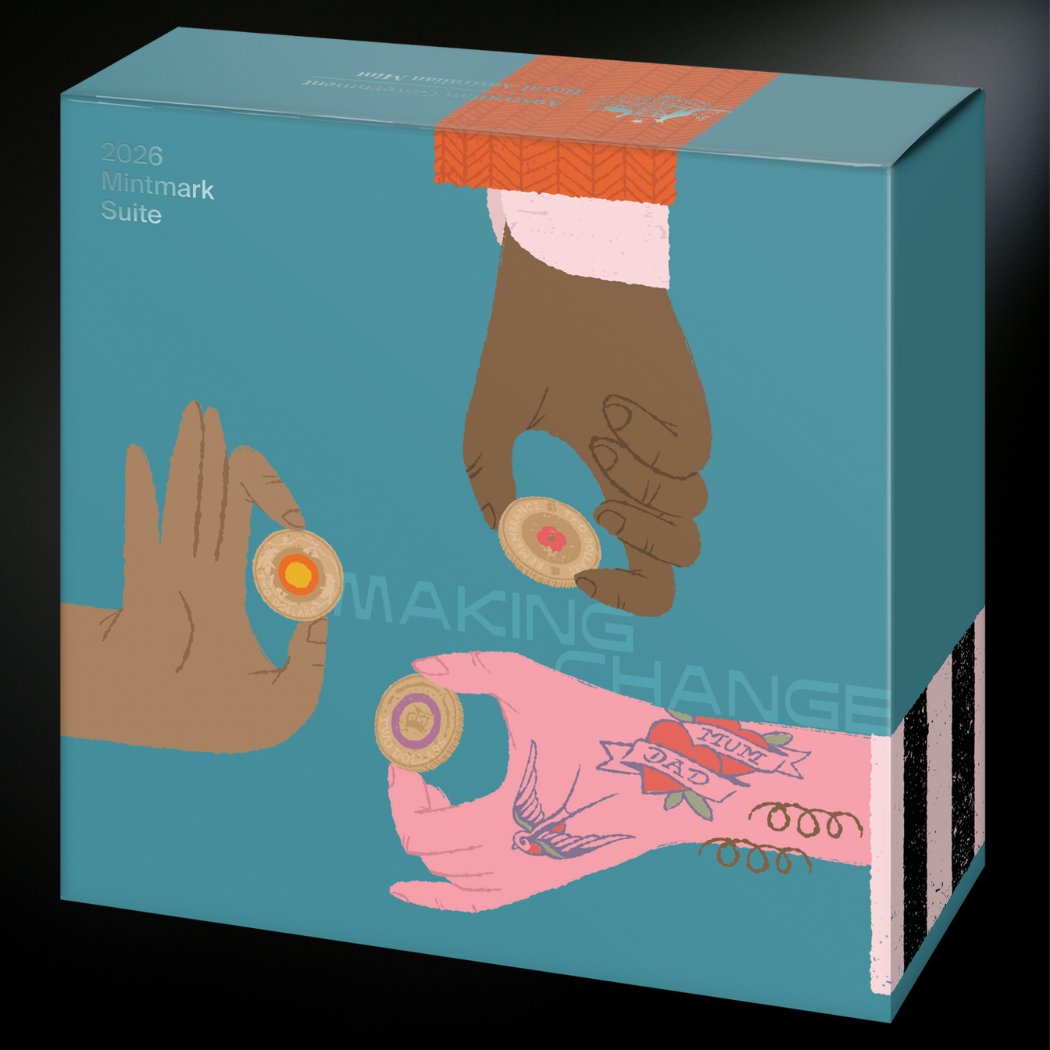 2026 $1 ‘C’ Mintmark 60 Years of Decimal Currency Fine Silver Proof Coin front of box