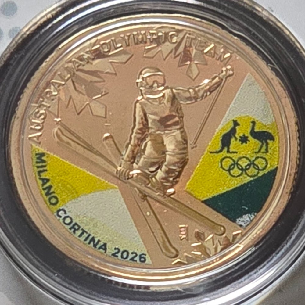 2026 $1 Winter Olympics Australian Olympic Team Coloured Uncirculated Coin