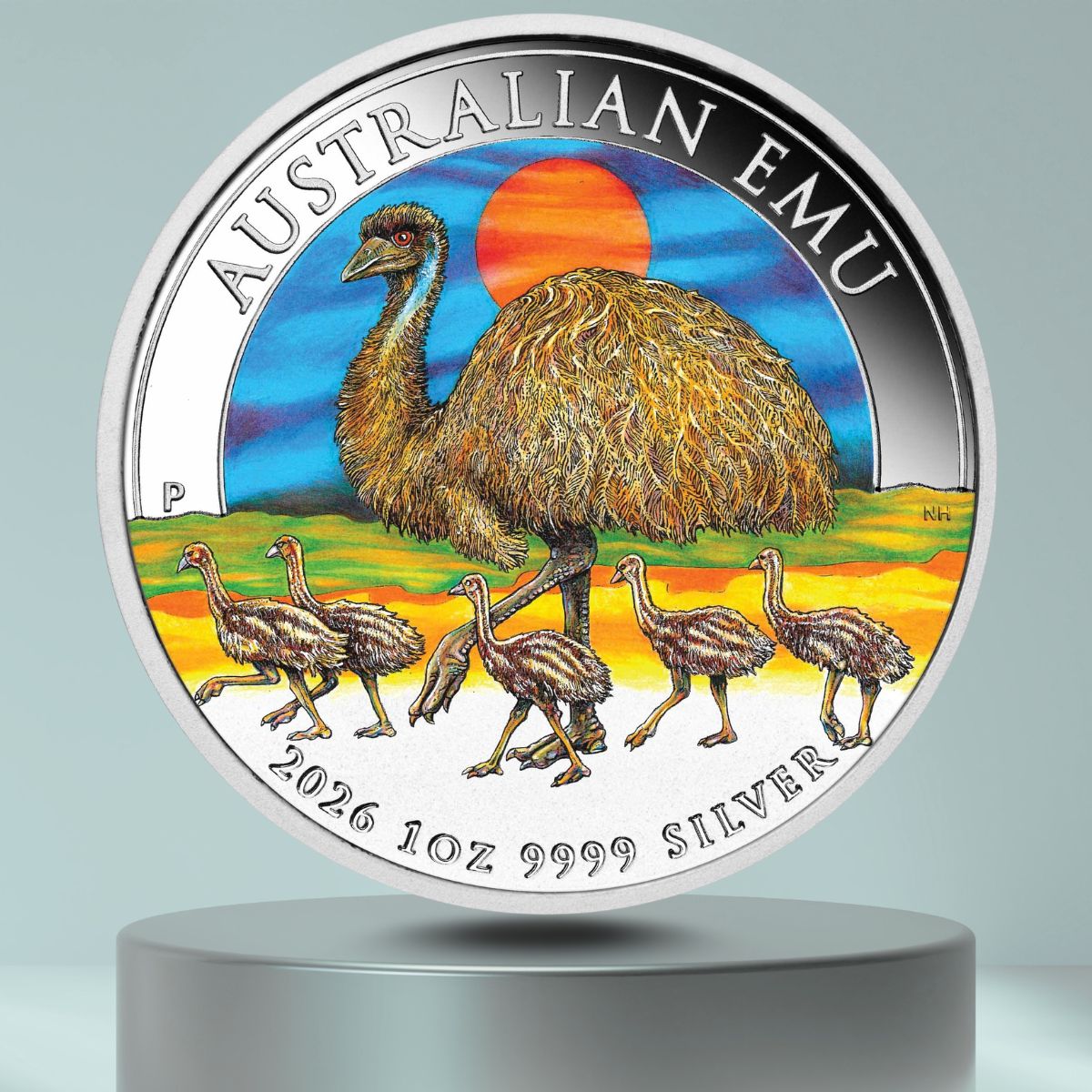 2026 Perth Mint Emu 1oz Silver Coloured Proof Coin