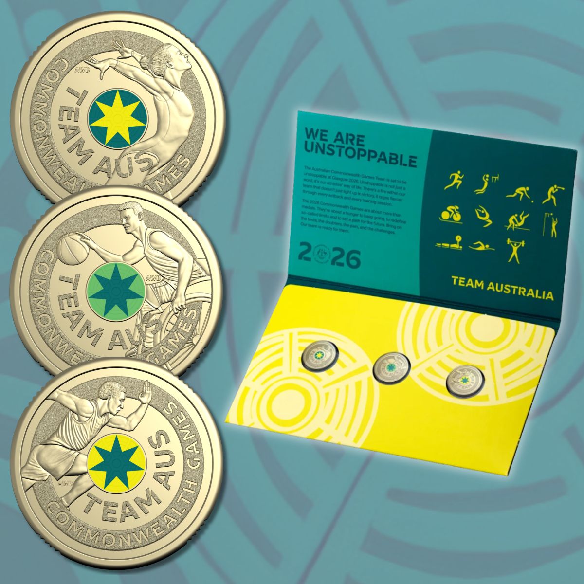2026 $2 Australian Commonwealth Games Team Three-Coin Set