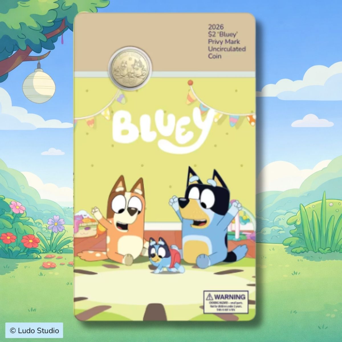 2026 Bluey Two Dollar Bucks Privy Mark Carded Coin - Baby Race