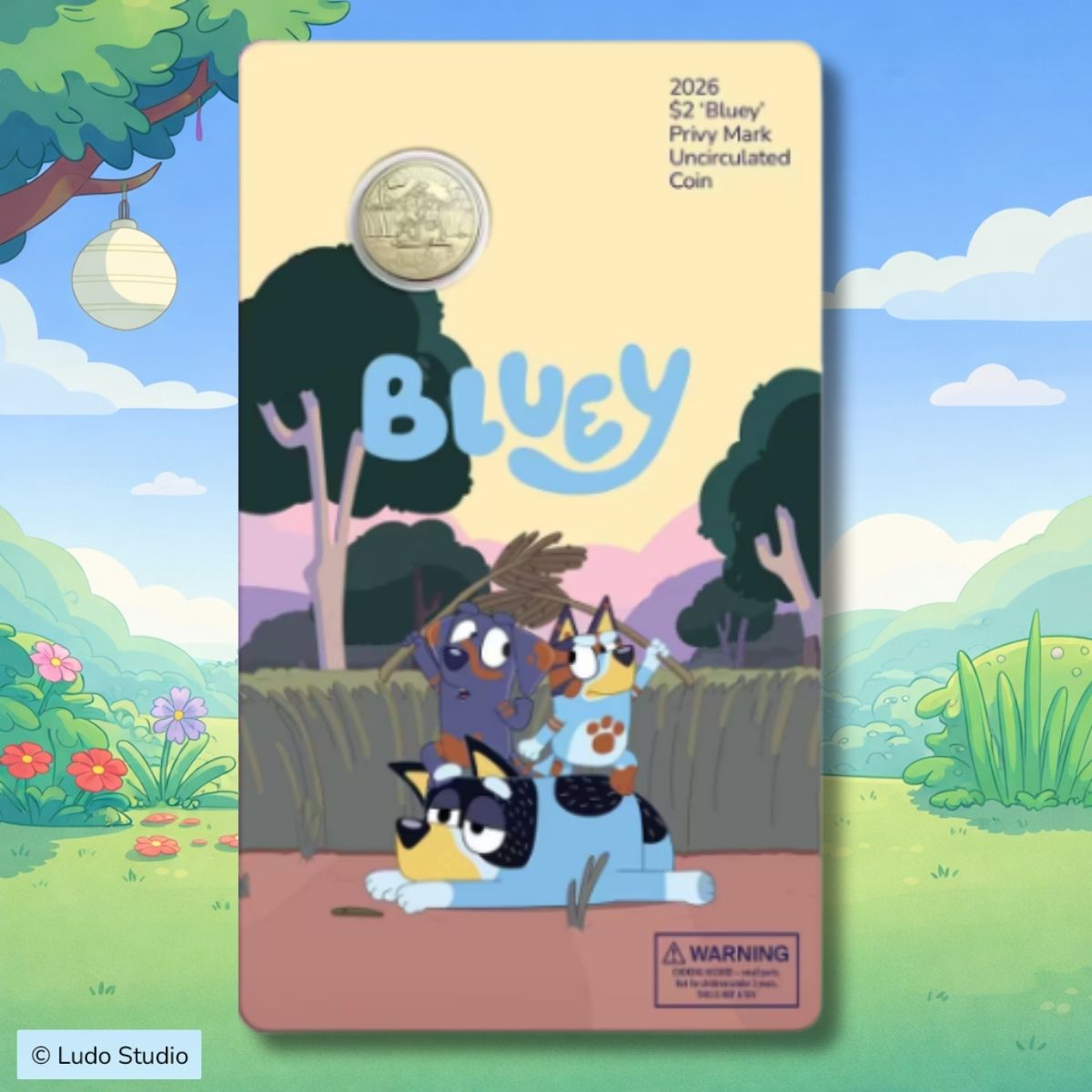 2026 Bluey Two Dollar Bucks Privy Mark Carded Coin - Camping