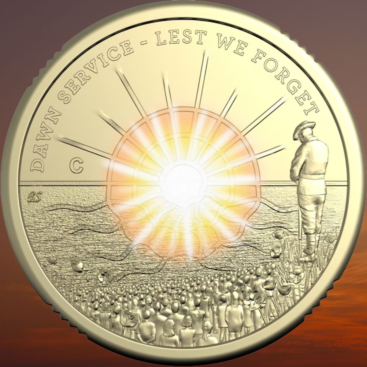 2026 $2 'C' Mintmark Dawn Service Coloured AlBr Uncirculated Coin
