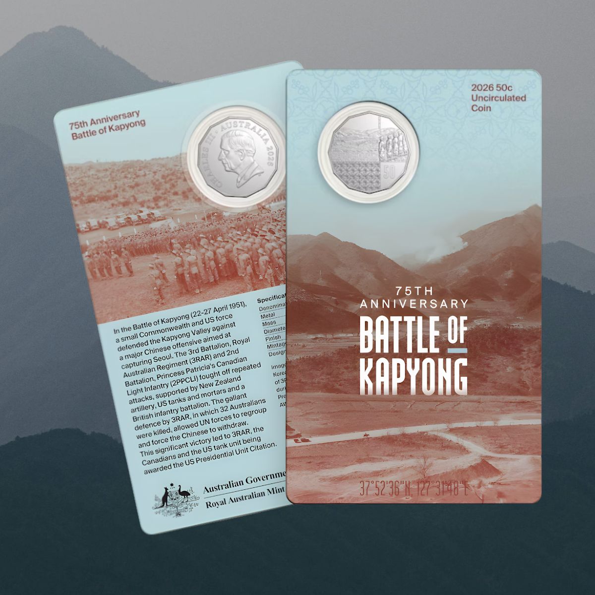 2026 50c 75th Anniversary Battle of Kapyong Uncirculated Carded Coin