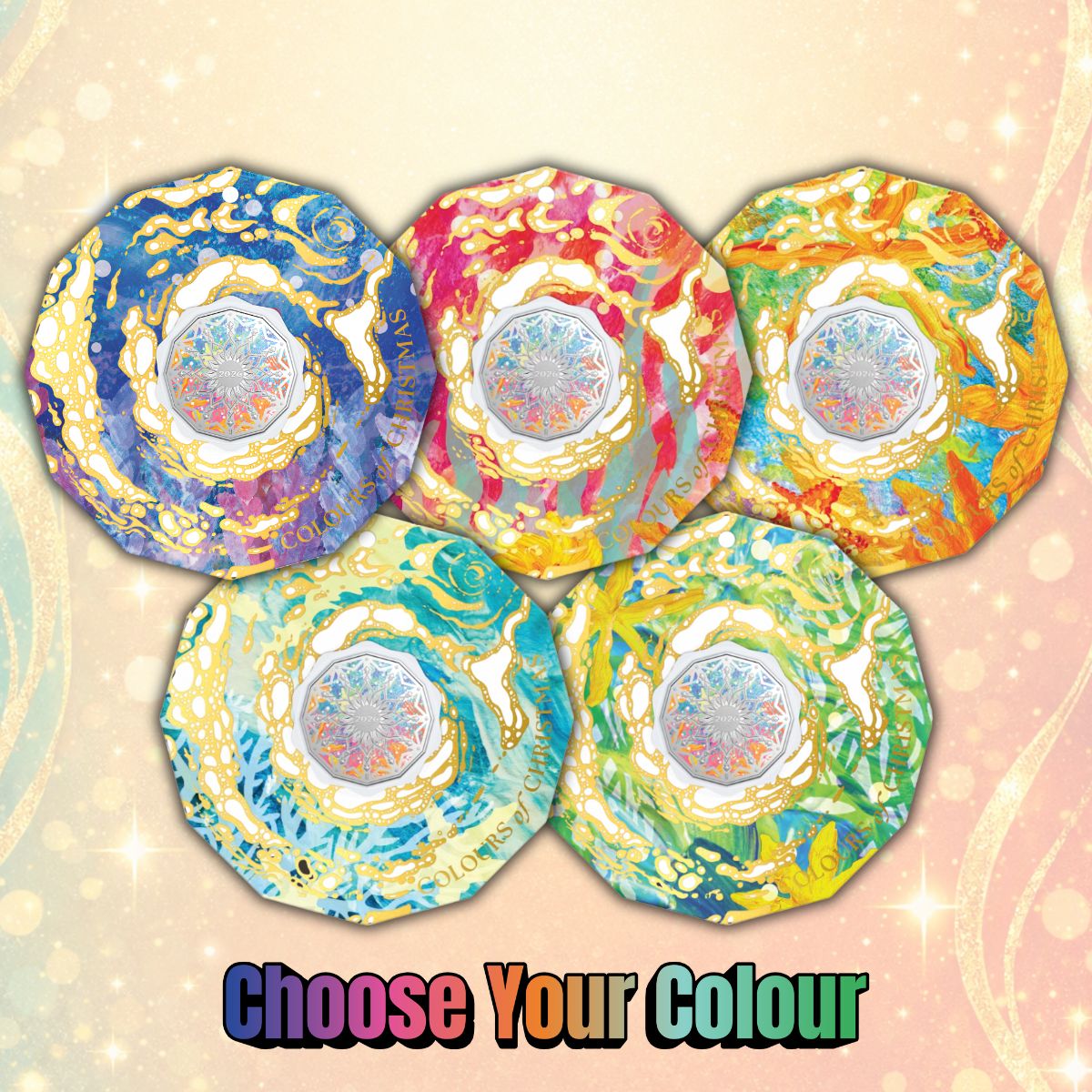 2026 50c Colours of Christmas Carded Uncirculated Coin