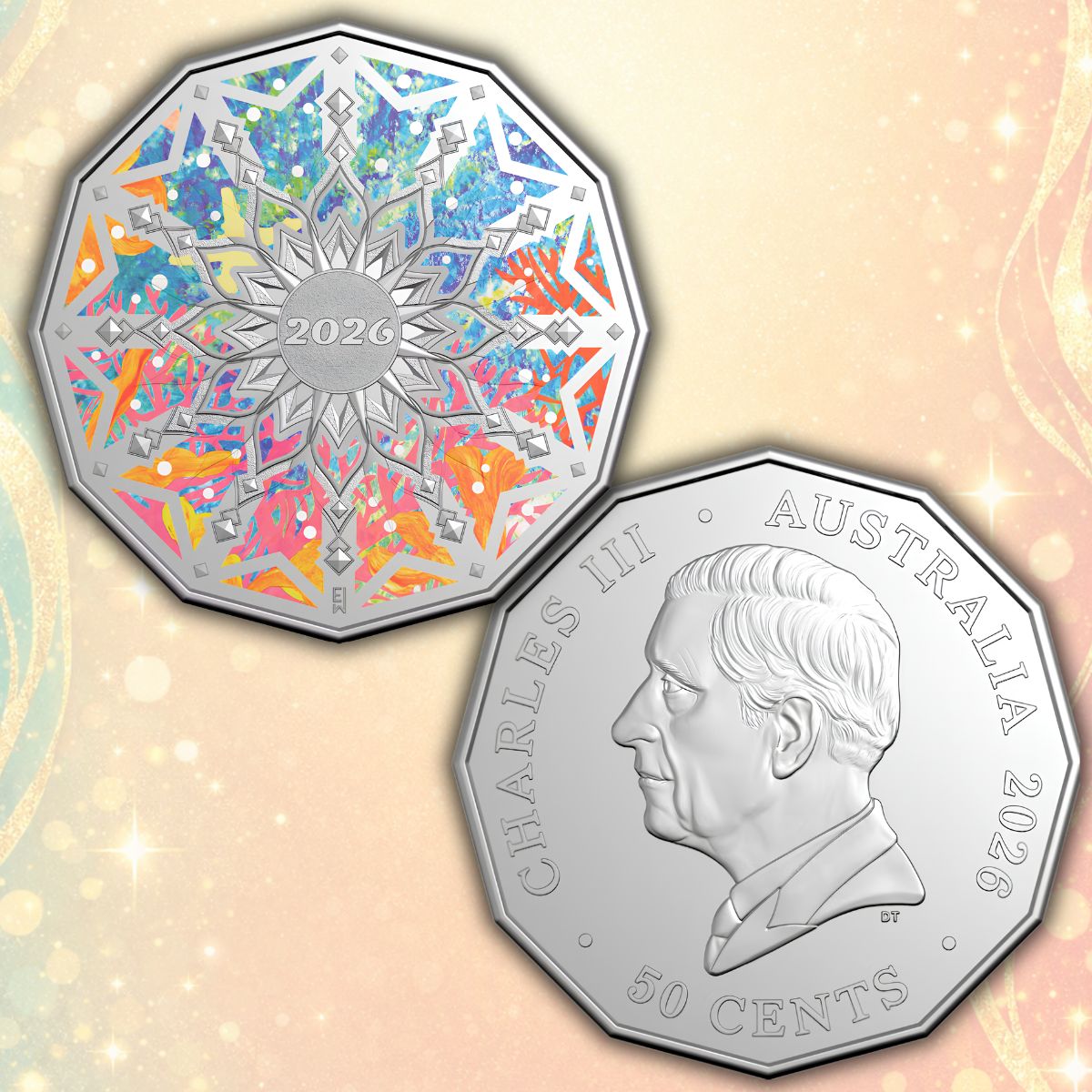 2026 50c Colours of Christmas Carded Uncirculated Coin