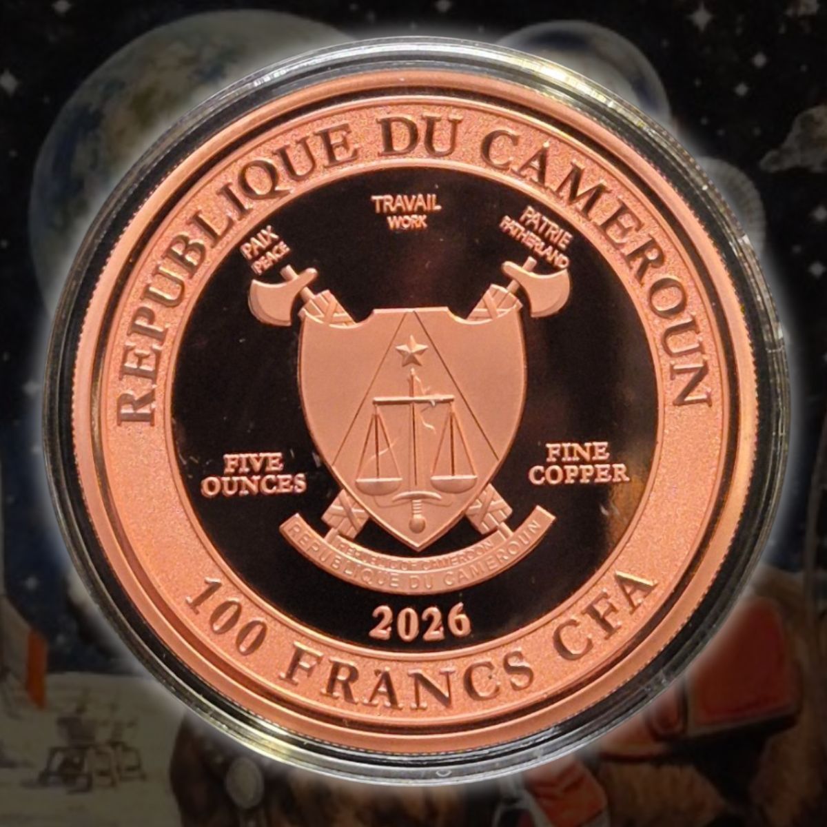 2026 Cameroon 100 Francs Lunar on Lunar 5oz Copper Coin