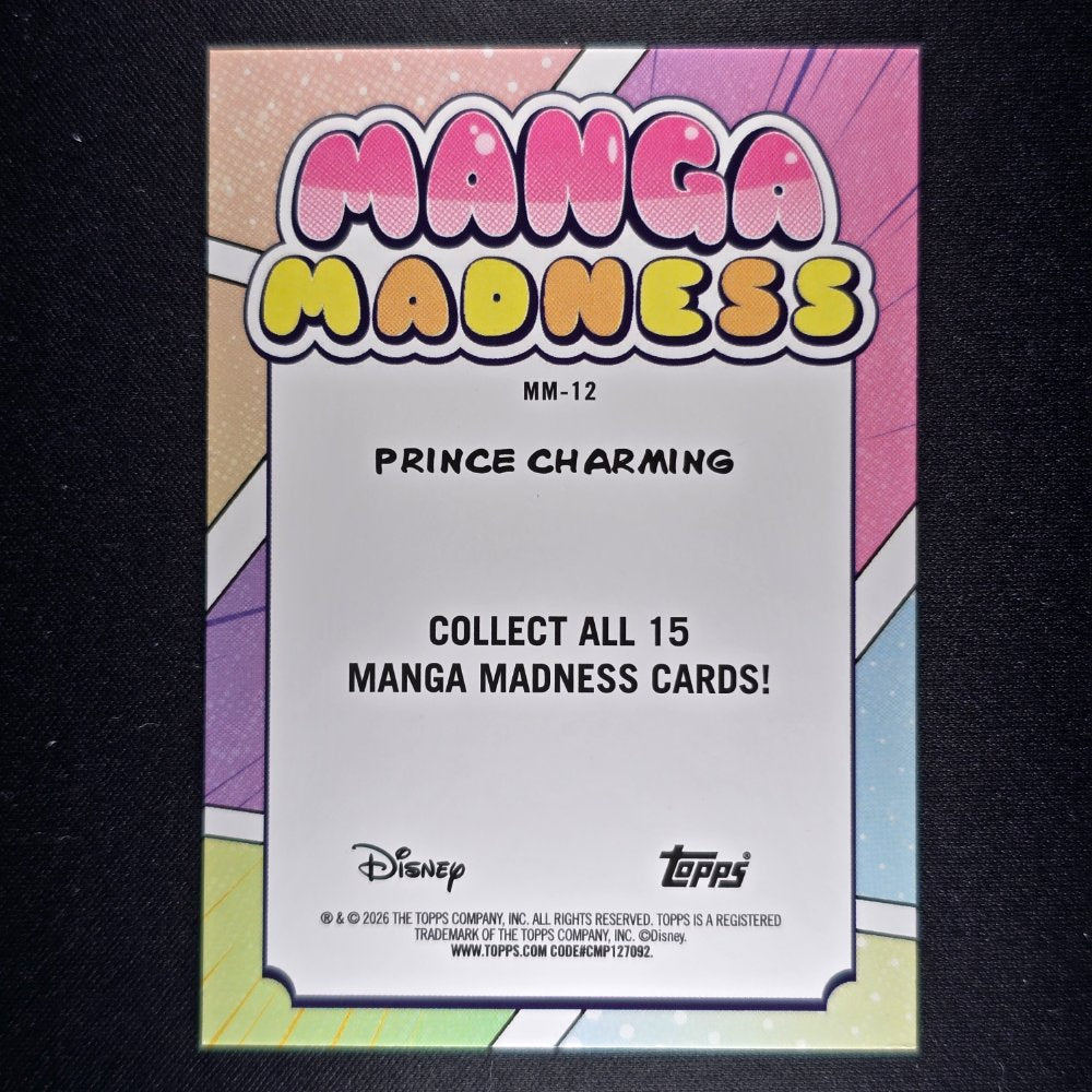 2026 Topps® Neon Disney Manga Madness Black Parallel #MM-12 Prince Charming [Cinderella] 06/10