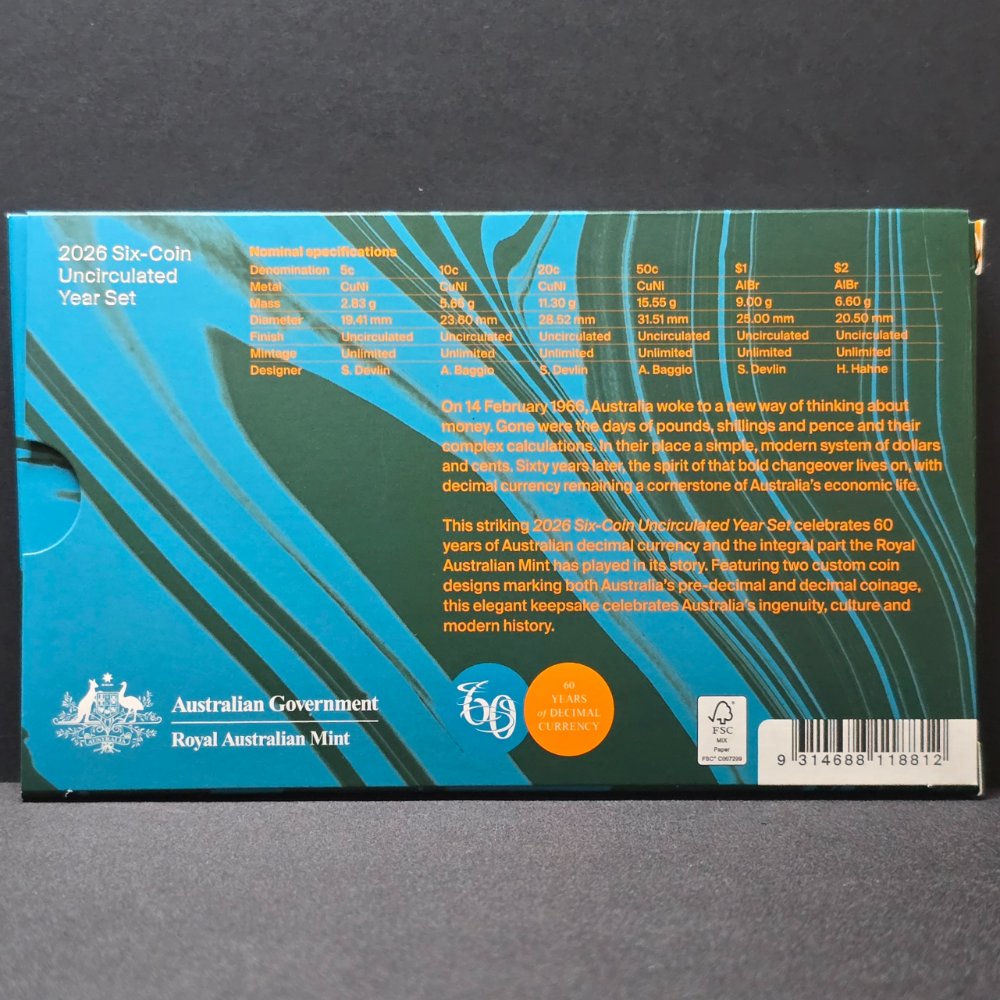 2026 60th Anniversary of Australian Decimal Currency Six Coin Mint Set