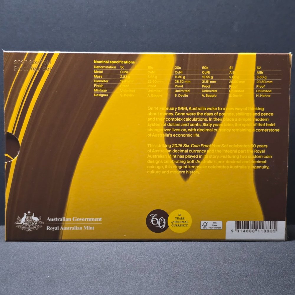 2026 Australian Decimal Currency 60th Anniversary Six Coin Proof Set
