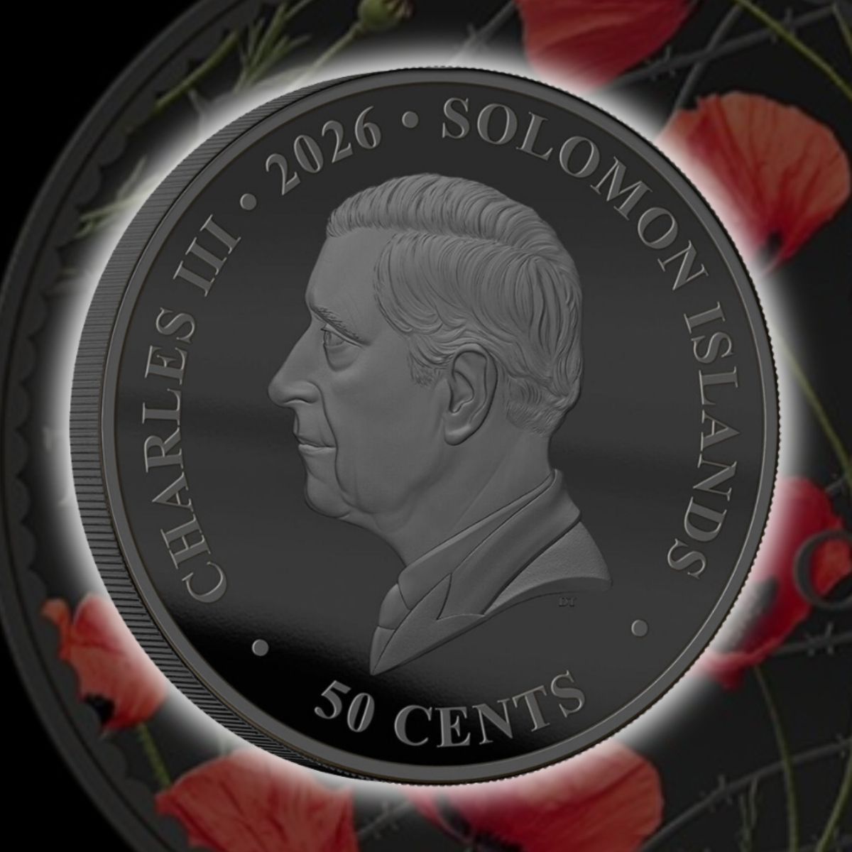 2026 Solomon Islands 50c ANZAC Day Red Poppy 10g CN Coin in Card