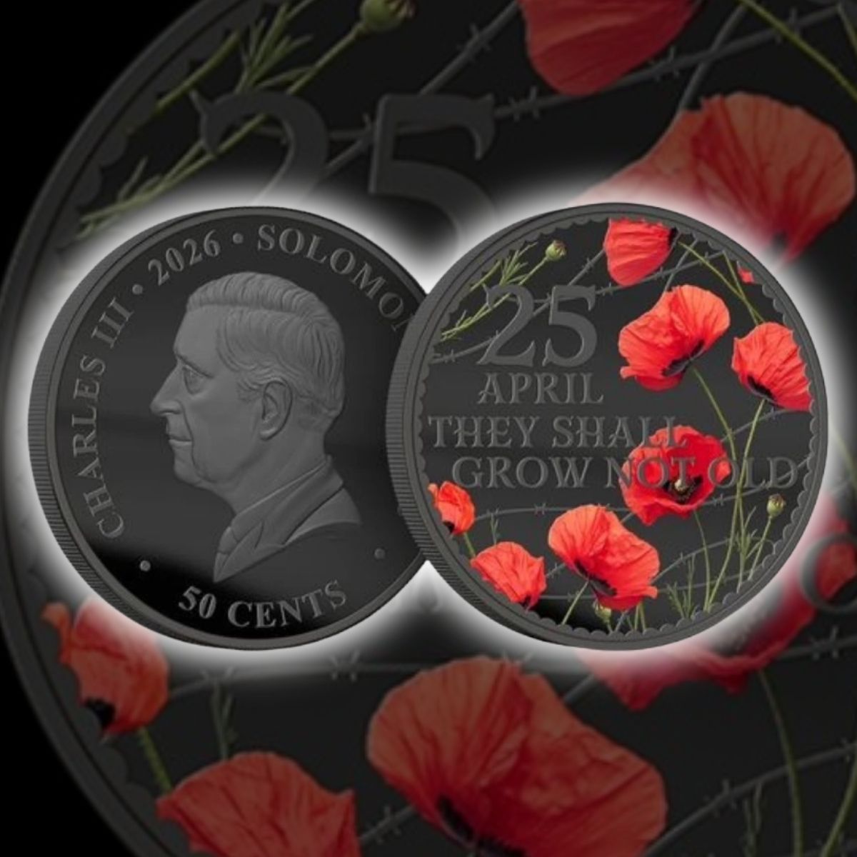 2026 Solomon Islands 50c ANZAC Day Red Poppy 10g CN Coin in Card