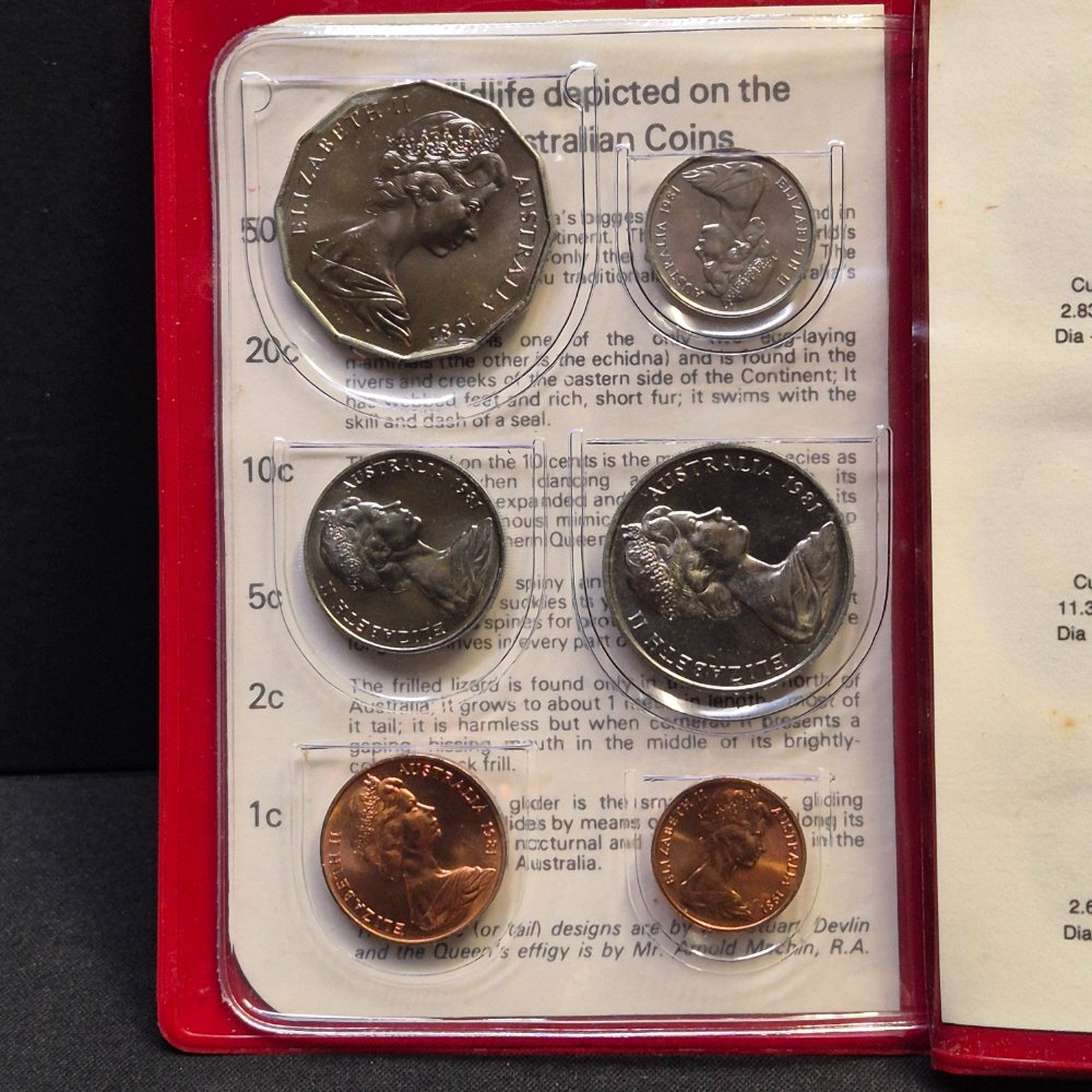 1981 Australian Six Coin Mint Set Red Wallet